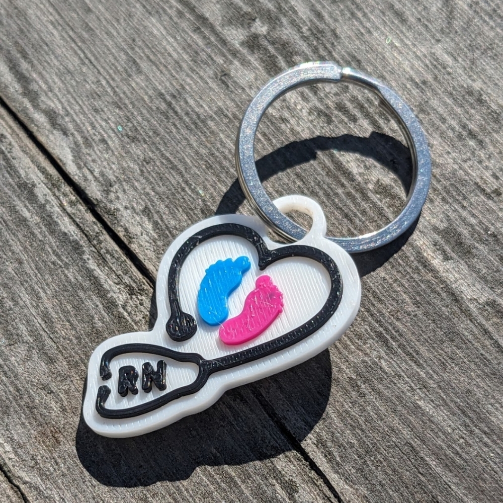 RN Labor & Delivery Nurse Stethoscope Keychain